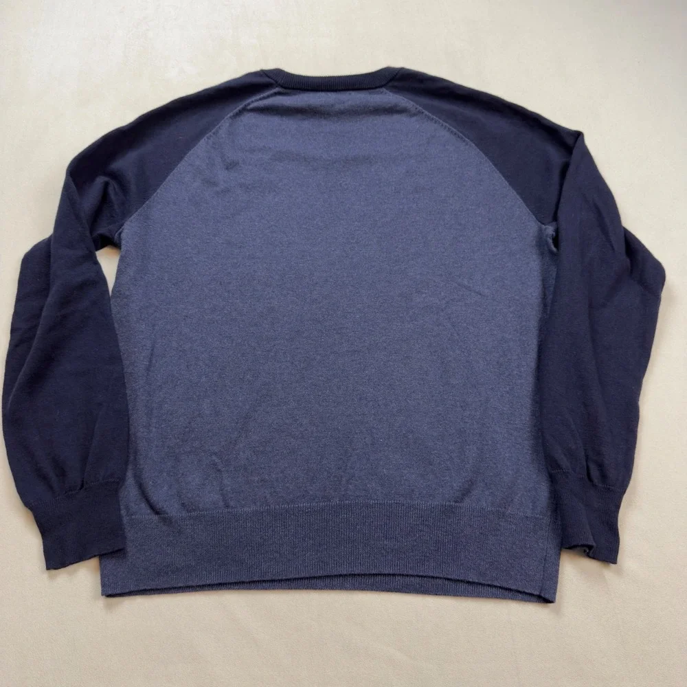 J Crew Cotton Cashmere Raglan Crewneck Sweater Mens‎ Size L Blue